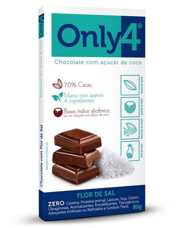 Chocolate Only4 Vegano  70% Flor de Sal 80g