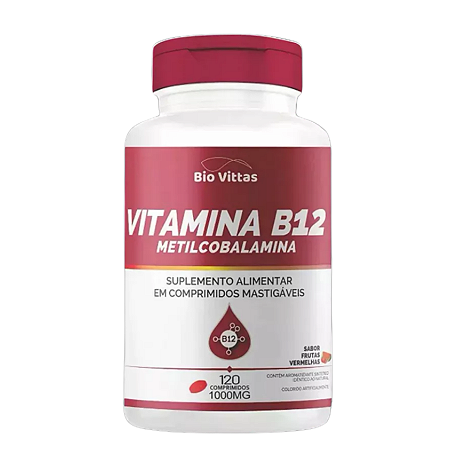 Vitamina B12 Metilcobalamina (120 Comprimidos mastigáveis Sabor Frutas Vermelhas) - Bio Vittas