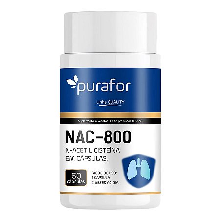 NAC-800 PuraFor – N-Acetilcisteína 60 Cápsulas