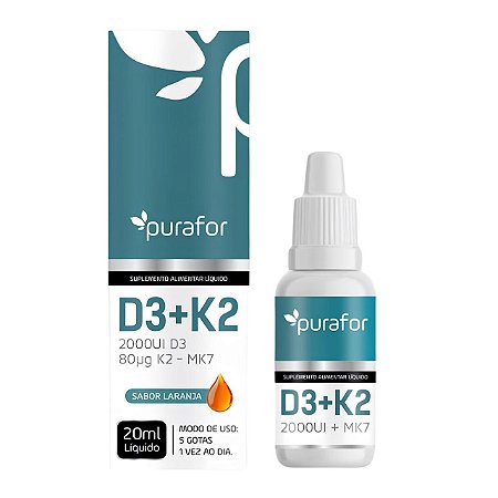 Vitamina D3 + K2 PuraFor 20ml – Sabor Laranja