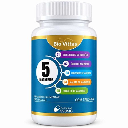 Magnésio 5 Formas com Treonina Bio Vittas 590mg – 60 Cápsulas
