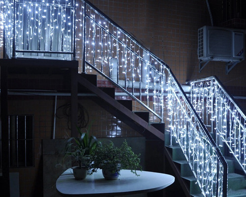 Cascata 200 Led 5 Metros Branca Frio Natal Fixa Com M/f