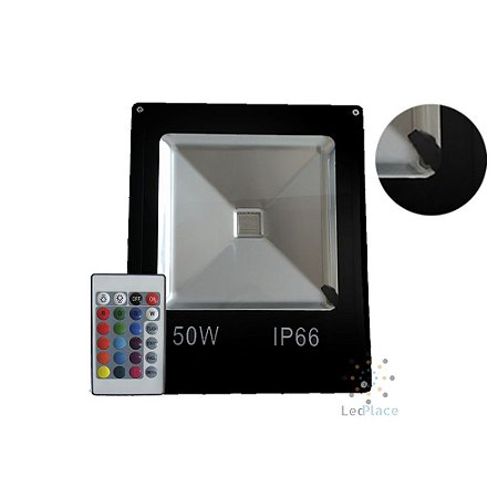Refletor Led Holofote 50w Rgb Colorido Prova D'água Controle