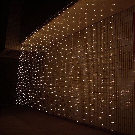 Cortina Led 3x2m 300 Leds Bco Quente e Branco Frio Fixo Festa e Casamentos