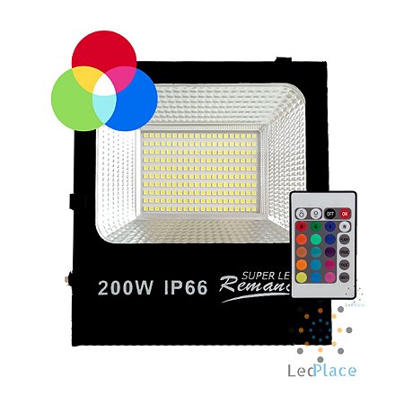 Refletor Led Holofote SMD 200w Rgb Colorido Prova D'água Controle