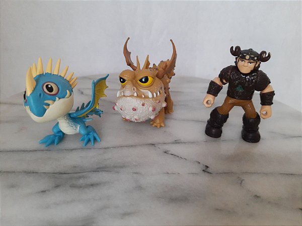 Miniatura de vinil DreamWorks personagens do como.treinar o seu seu dragão; stormfly, meatlug e Snotlout Jorgensen