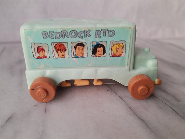 Brinquedo McDonald's 1994 de plástico, ônibus Bedrock RTD dos Flintstones