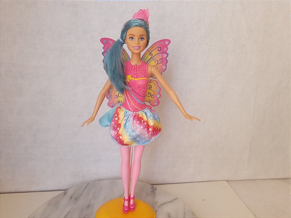 Barbie fada Rainbow Fashion  cabelos azuis, Mattel usada