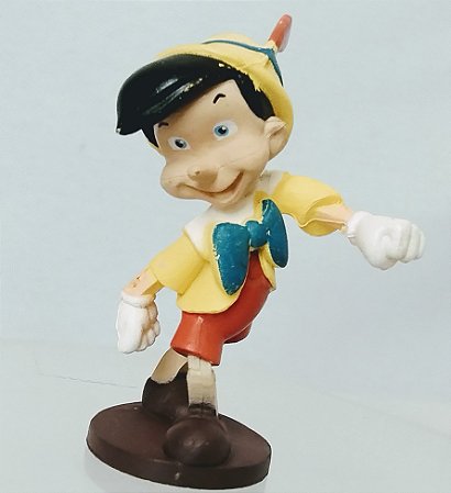 Miniatura Disney Pinóquio com base redonda marrom 5 cm, usado