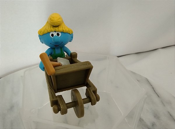 Smurf segurando carrinho de mão , 5 cm e 7 cm*, Peyo 2008 Jakks