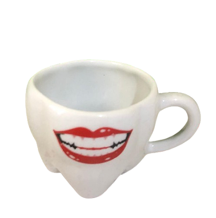 Xicara Formato Dente 160 ml decorada Modelo Sorriso