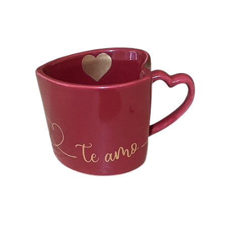 Xicara Te Amo Porcelana Alça Coração