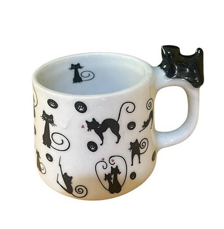 Xicara Gatinho Preto na Alça