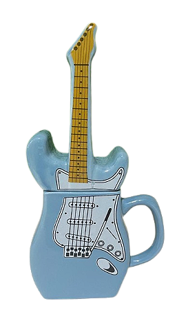 Caneca guitarra musical Azul com Tampa