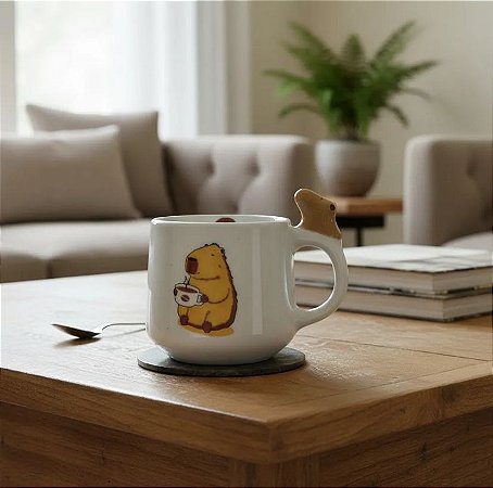 Xicara Alça Capivara 210 ml Decorada