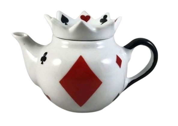 Bule Coroa  Alice no Pais das Maravilhas Modelo Cartas