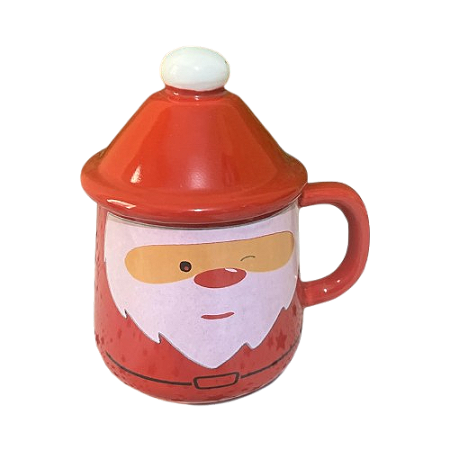 Caneca Papai Noel com Tampa Vermelho
