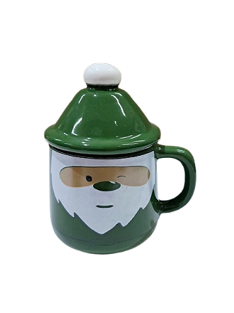 Caneca Papai Noel com Tampa Verde