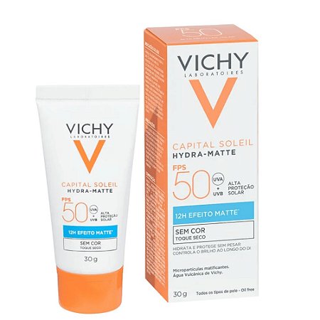 Vichy Capital Soleil Hydra-Matte Protetor Solar Facial FPS 50 Sem Cor 30g