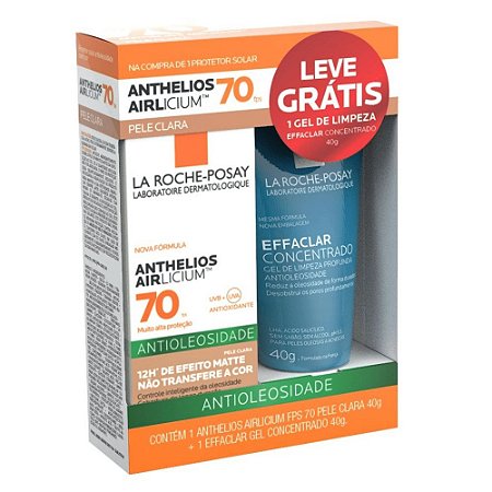 La Roche Posay Kit Anthelios Airlicium Cor Clara FPS 70 40g Protetor Facial + Effacler Gel de Limpeza Concentrado 40g