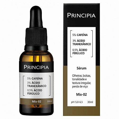 Principia Sérum Skincare  Anti Olheiras e Manchas 5% Cafeína + 3% Tranexâmico + Ferúlico Mix-02 Com 30ml