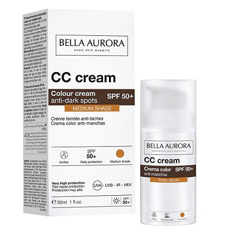 Bella Aurora CC Cream Anti-Manchas Spf 50 Tono Médio 30ml