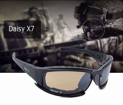 Óculos Daisy X7 Militar Tático Tiro Prático IPSC Trap Uv400 - Polarizado
