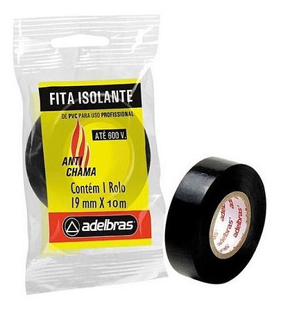 Fita Isolante Preta Antichama Profissional 19MMx10M Adelbras