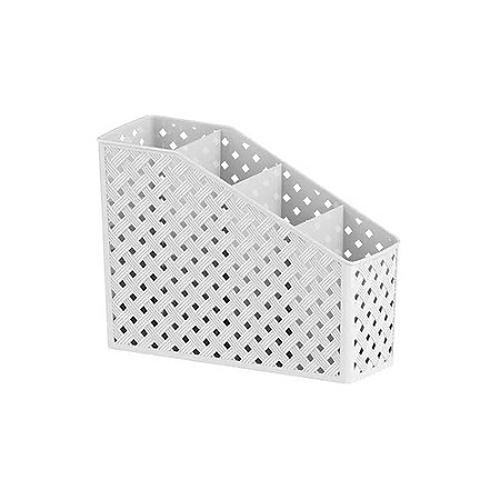 Organizador Multiuso C/ 4 Divisórias Rattan Branco Paramount