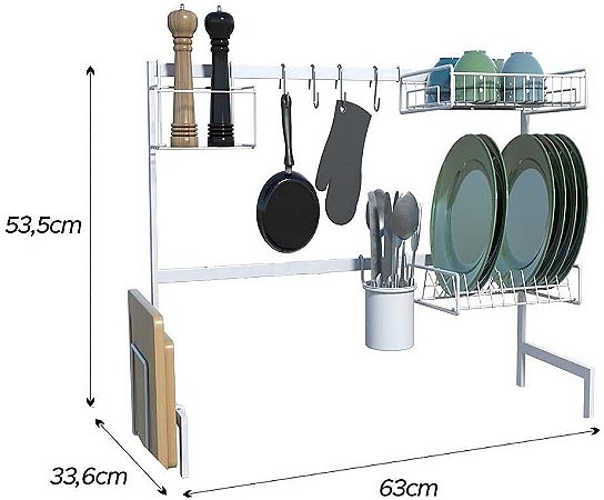 Cozinha Suspensa Modular Autossustentável 63Cm Branco 14 Peças DiCarlo