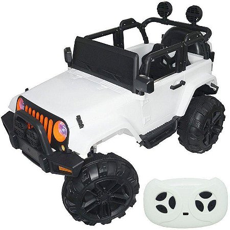 Mini Carro Elétrico Infantil Jipe com Controle Remoto Branco, Importway