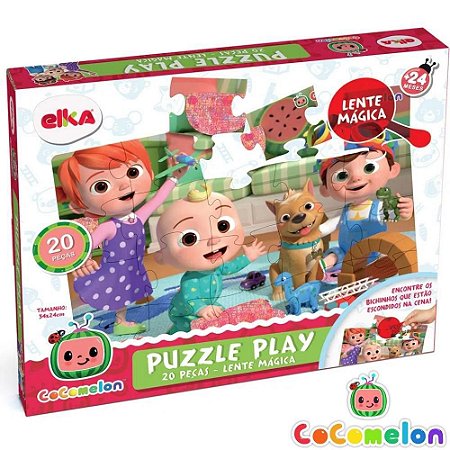 Quebra Cabeça Puzzle Play 20 peças Com Lente Mágica Cocomelon 1200 Elka