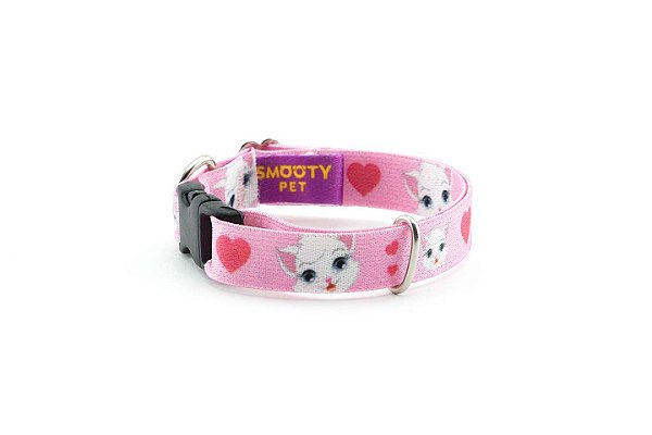 Coleira Para Gatos Smooty Pet  Estampa Gato Rosa