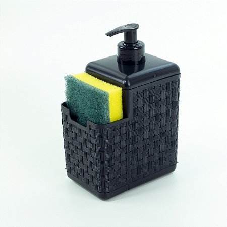 Porta Detergente e Esponja Com Bico Dosador Rattan Preto 25775 Arqplast