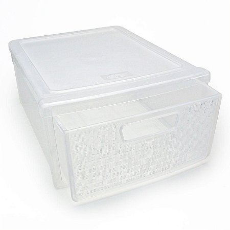 Gaveteiro Modular Empilhável Rattan Transparente 26,5x33x14,5 Cm 254 Nitron