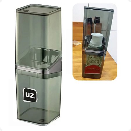 Porta Escova Slim Onix Sem Tampa Transparente  UZ544 Uzutil