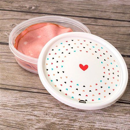 Porta Frios Mortadela 750 ML Decorado Coraçõezinhos