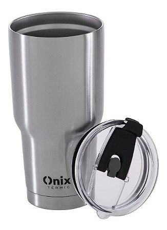 Copo Térmico Aço Inox 870ml Cha Água Cerveja Com Tampa Onix 1262 Paramount