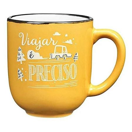 Caneca Viajar é Preciso Amarela 280ML Western