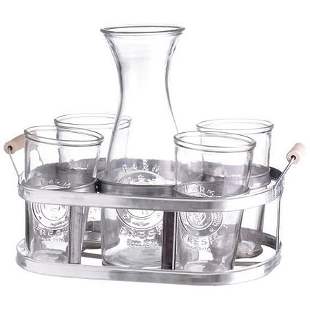 Conjunto de Jarra Com 6 Copos Chiques Para Cozinha - Jarra de Vidro Para  Suco Água Utensílios