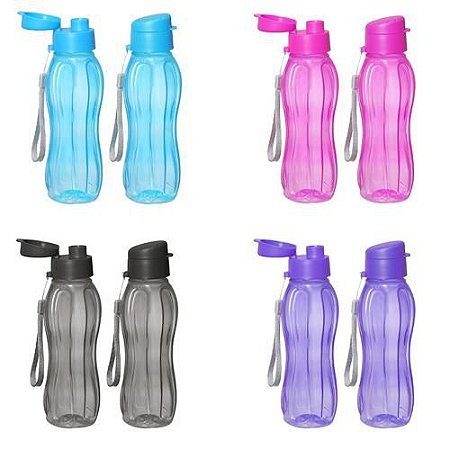 Garrafa Plástica Multiuso Squeeze Colors  Transparente 600ml