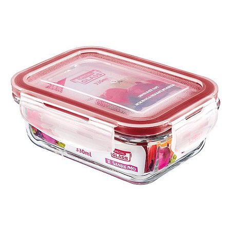 Pote Hermético Retangular de Vidro Multiuso 330ml