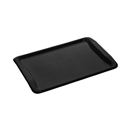 Bandeja Plástica Para Servir Retangular Preta 49x34x1,5Cm
