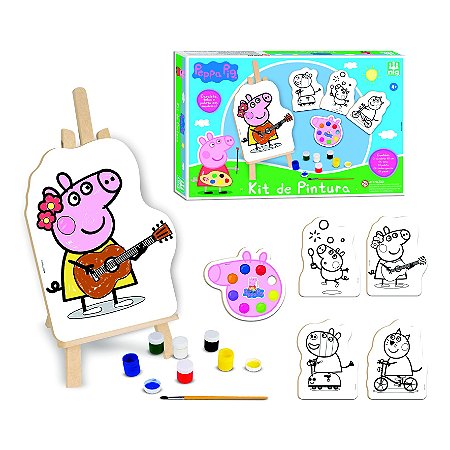Kit Brinquedo Pintura Infantil Peppa Pig em Madeira 45 Cm