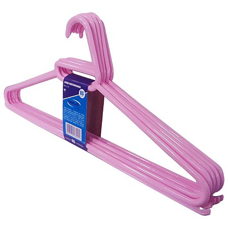 Cabide Adulto 5 Pçs Rosa Reforçado 41x18cm Trioplast