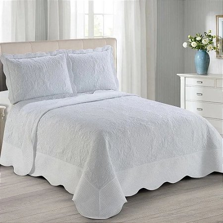 Cobre Leito Casal Kit Colcha King Antique 260x280 3 Peças
