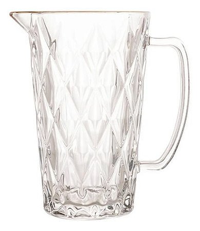 Jarra de Vidro Com Alça e Fio de Ouro Diamond 1 Litro 20,5CM
