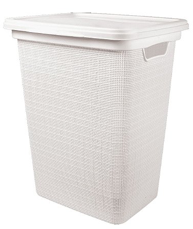 Cesto de Roupas Juta Branco 45 Litros Com Tampa 43x35x52CM