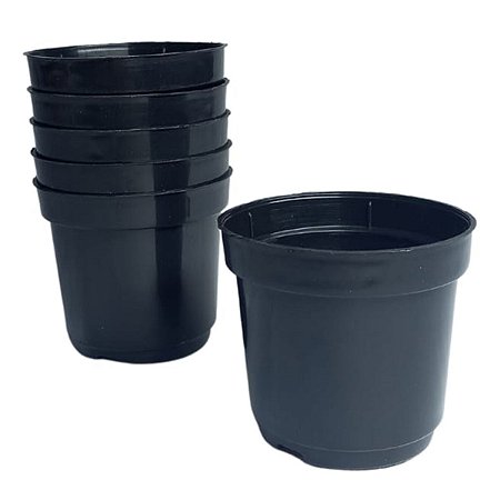 Kit Com 6 Vasos Para Plantio Pequeno P06 Preto 5,5x5 CM