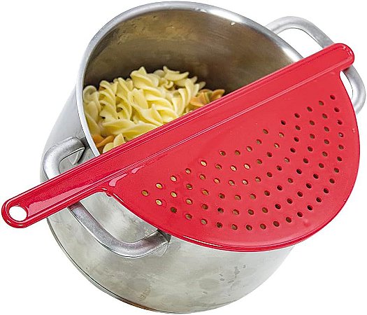 Escorredor Meia Lua Para Panelas Até 24 CM Multiuso Vermelho